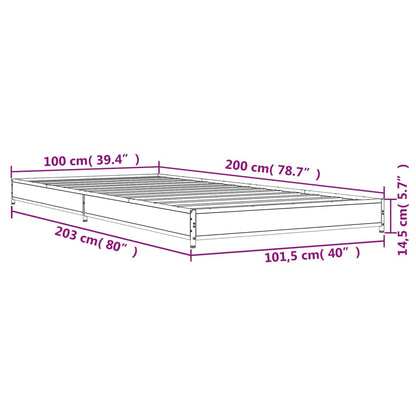 Cadre de lit sans matelas chêne fumé 100x200 cm