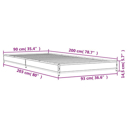 Cadre de lit sans matelas chêne fumé 90x200 cm