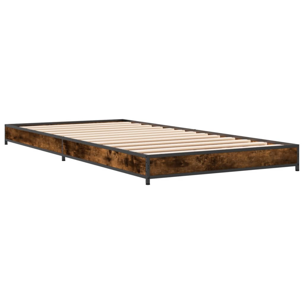 Cadre de lit sans matelas chêne fumé 90x190 cm