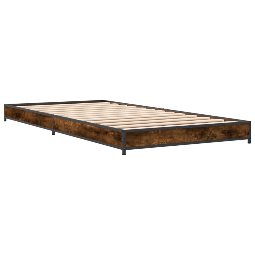 Cadre de lit sans matelas chêne fumé 75x190 cm