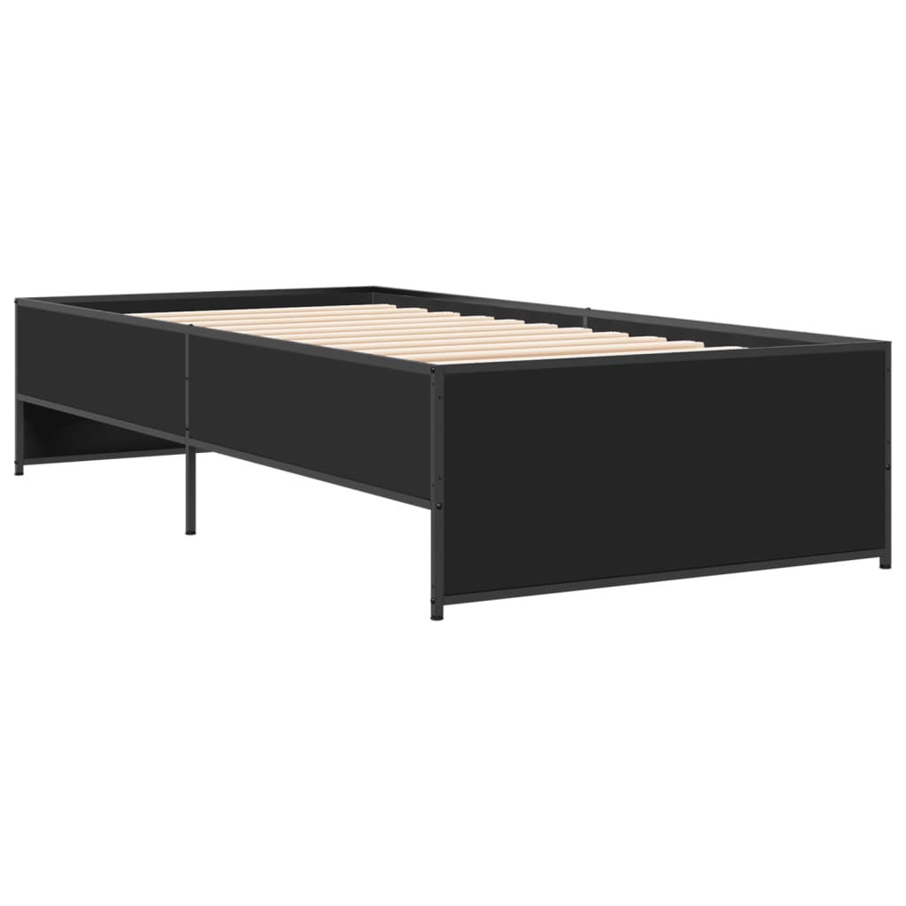 Cadre de lit sans matelas noir 75x190 cm