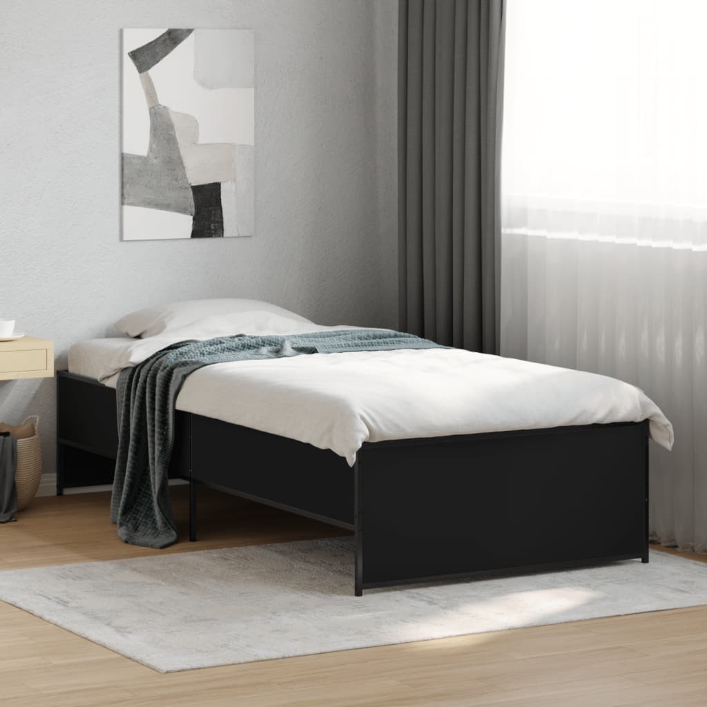 Cadre de lit sans matelas noir 75x190 cm