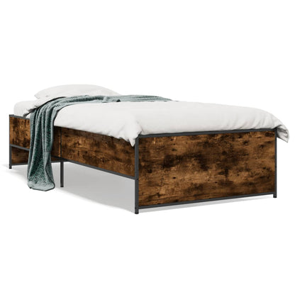 Cadre de lit sans matelas chêne fumé 75x190 cm