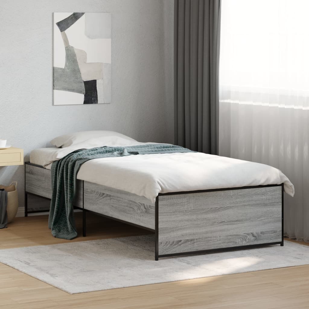 Cadre de lit sans matelas sonoma gris 75x190 cm