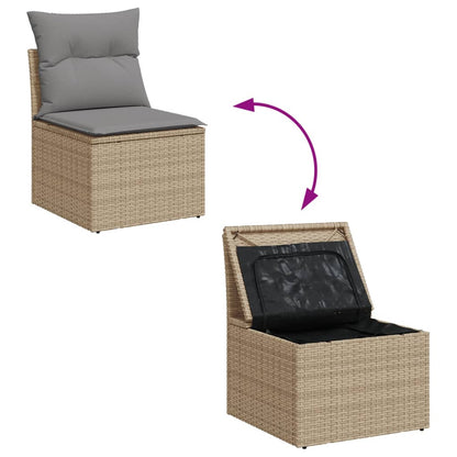 Salon de jardin avec coussins 9pcs mélange beige résine tressée