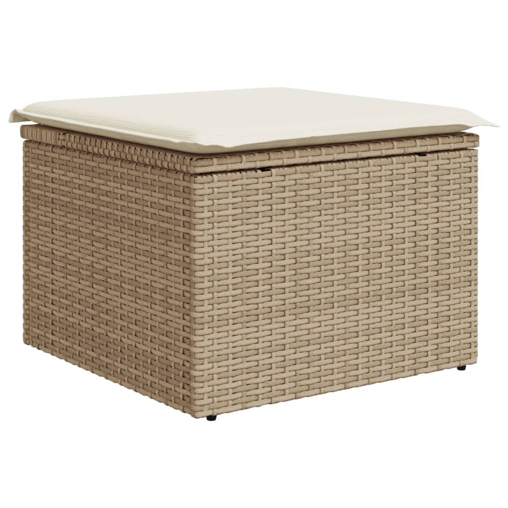 Salon de jardin avec coussins 7 pcs beige résine tressée