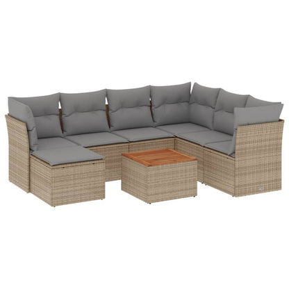 Salon de jardin avec coussins 8pcs mélange beige résine tressée