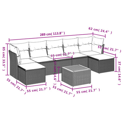 Salon de jardin avec coussins 8 pcs beige résine tressée