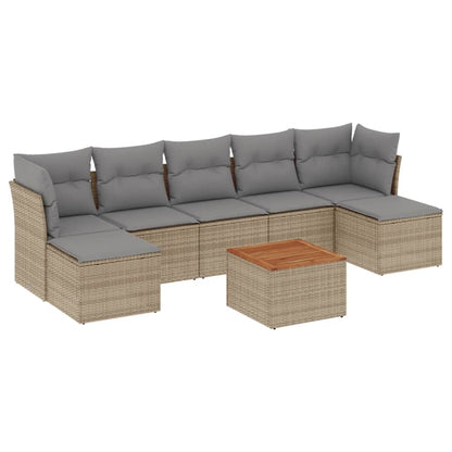 Salon de jardin avec coussins 8pcs mélange beige résine tressée