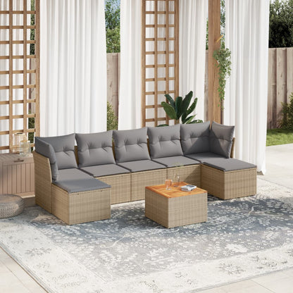 Salon de jardin avec coussins 8pcs mélange beige résine tressée