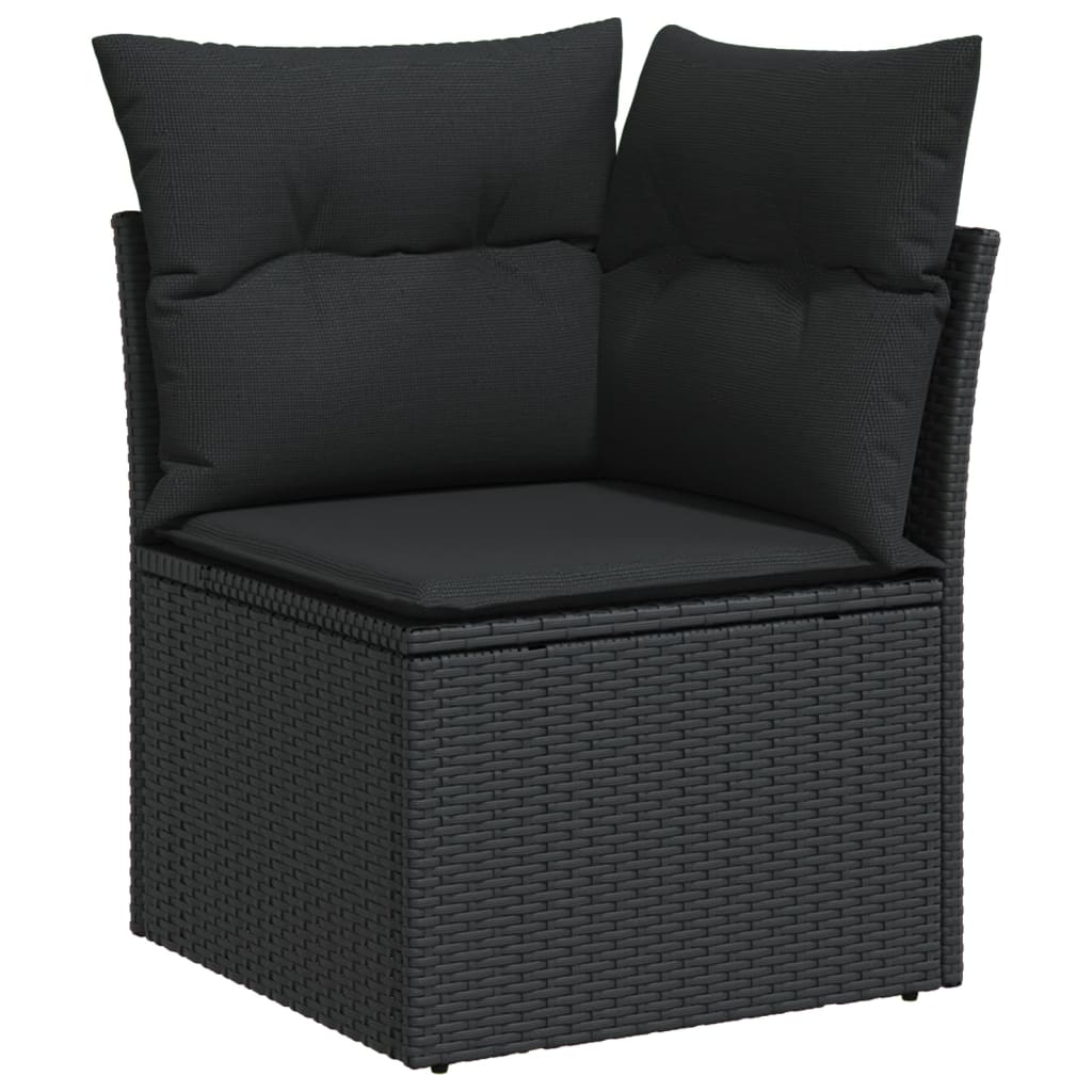 Salon de jardin avec coussins 13 pcs noir résine tressée