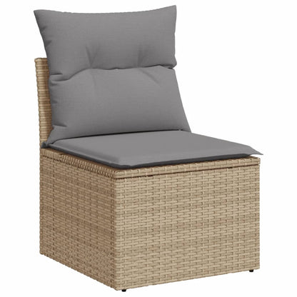 Salon de jardin et coussins 13 pcs mélange beige résine tressée