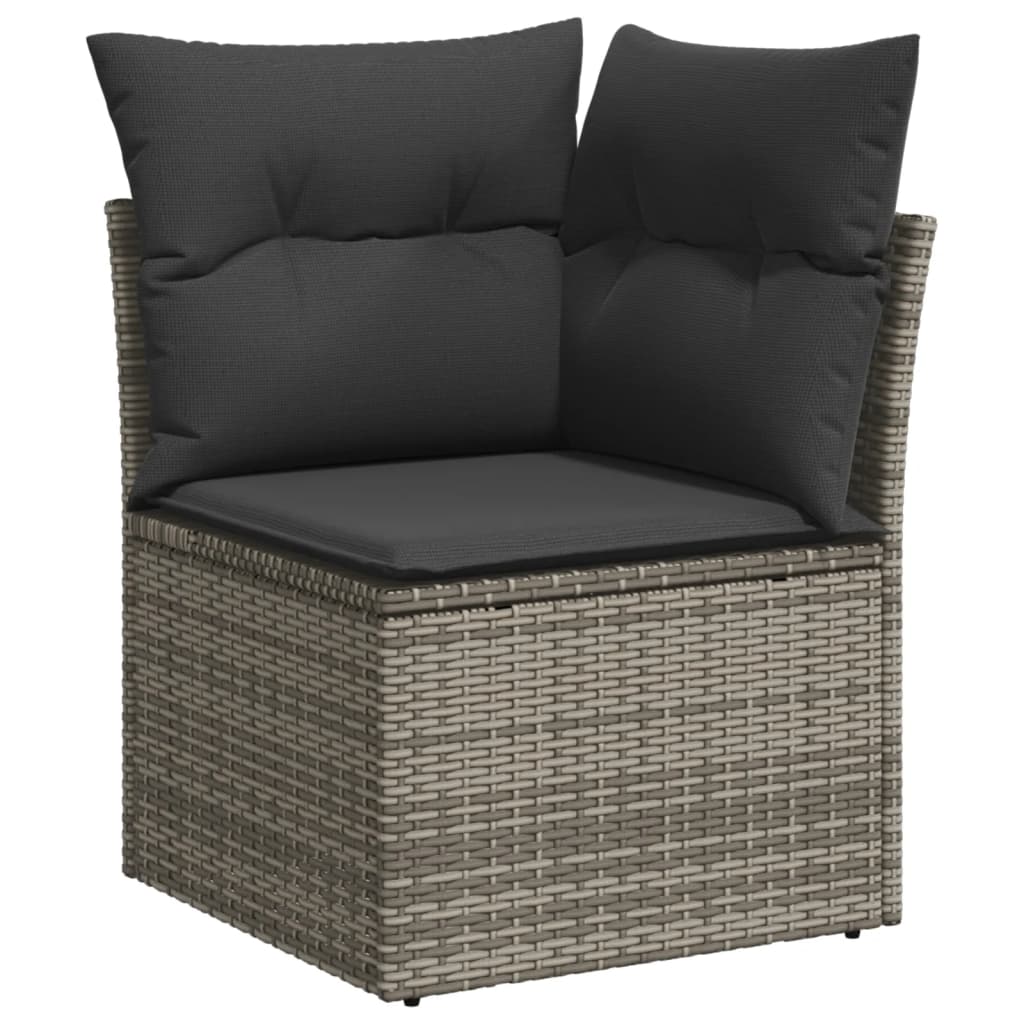 Salon de jardin avec coussins 13 pcs gris résine tressée