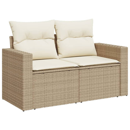 Salon de jardin avec coussins 4 pcs beige résine tressée