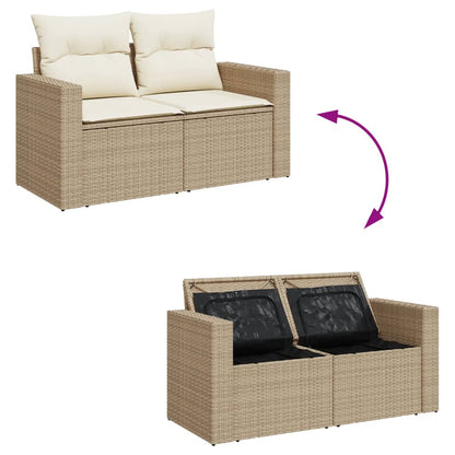 Salon de jardin avec coussins 4 pcs beige résine tressée