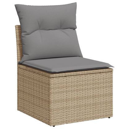 Salon de jardin avec coussins 4pcs mélange beige résine tressée