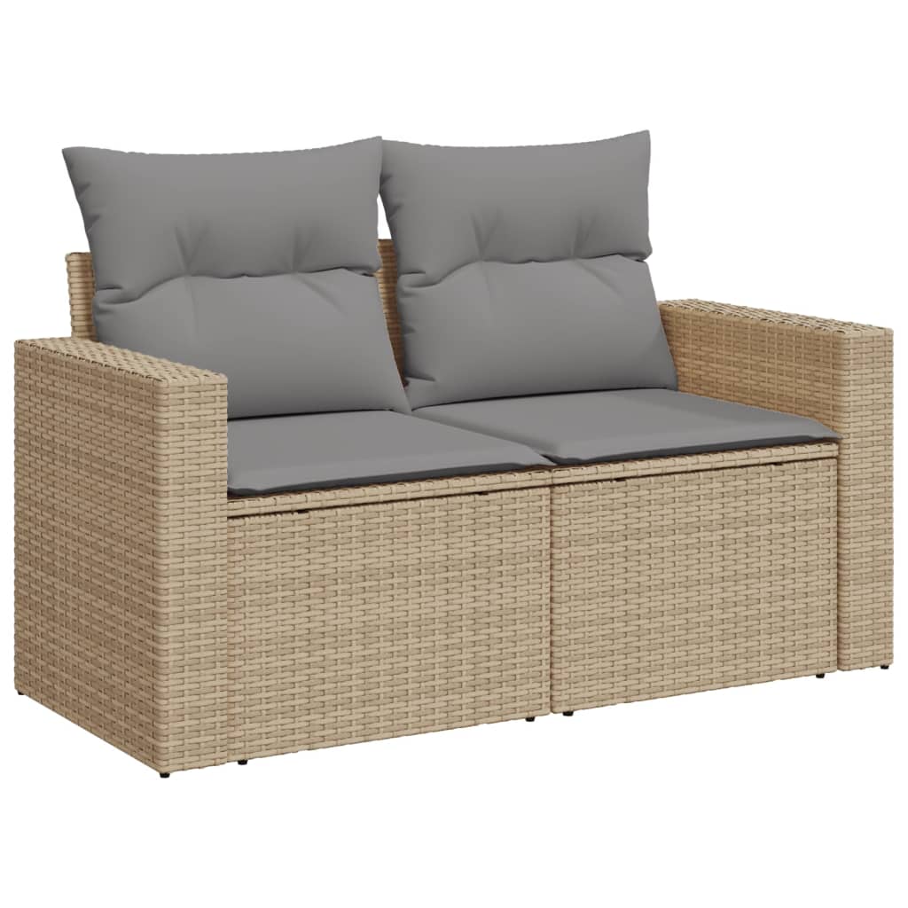 Salon de jardin avec coussins 4pcs mélange beige résine tressée