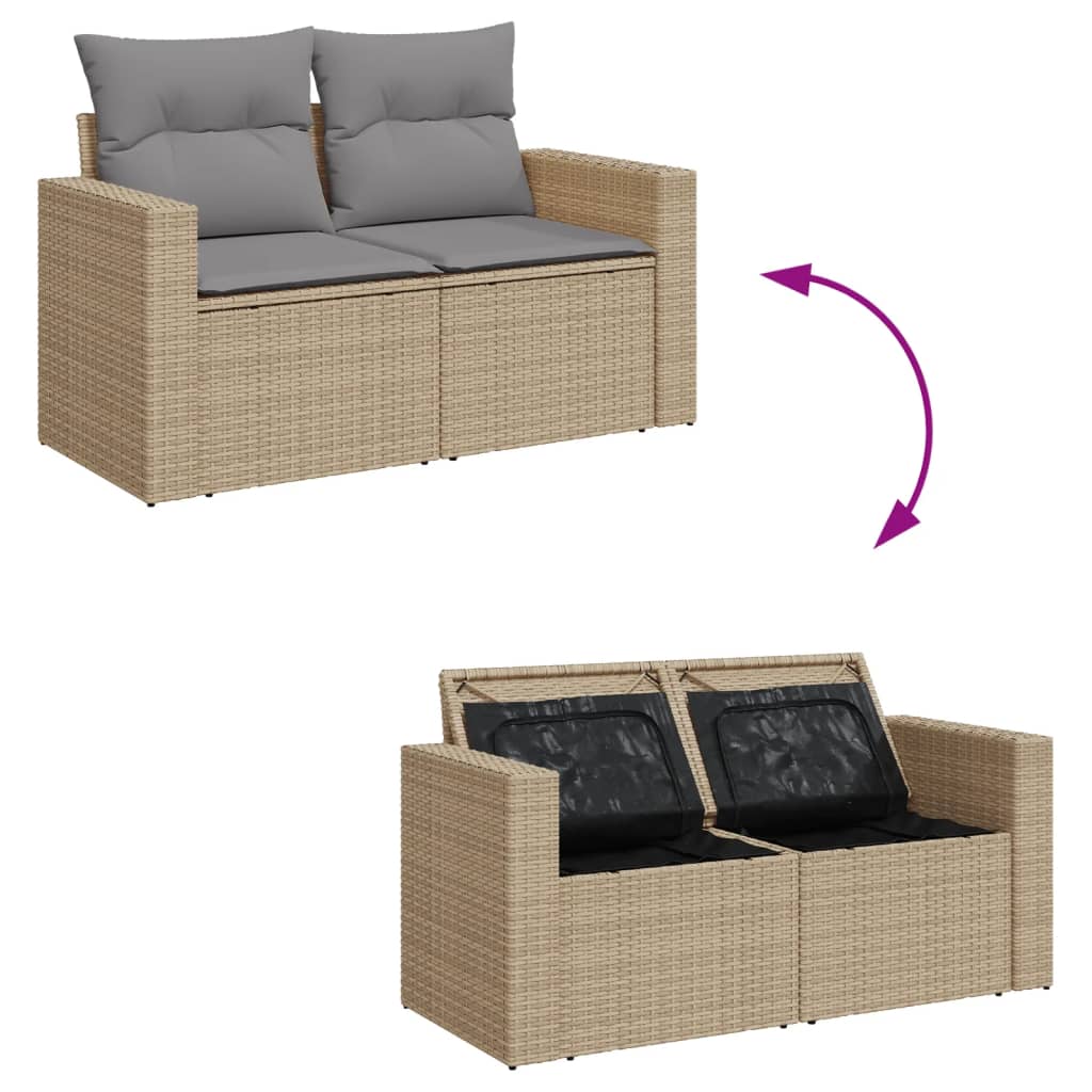 Salon de jardin avec coussins 4pcs mélange beige résine tressée