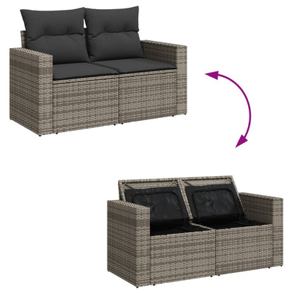 Salon de jardin 4 pcs avec coussins gris résine tressée