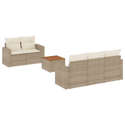 Salon de jardin avec coussins 6 pcs beige résine tressée