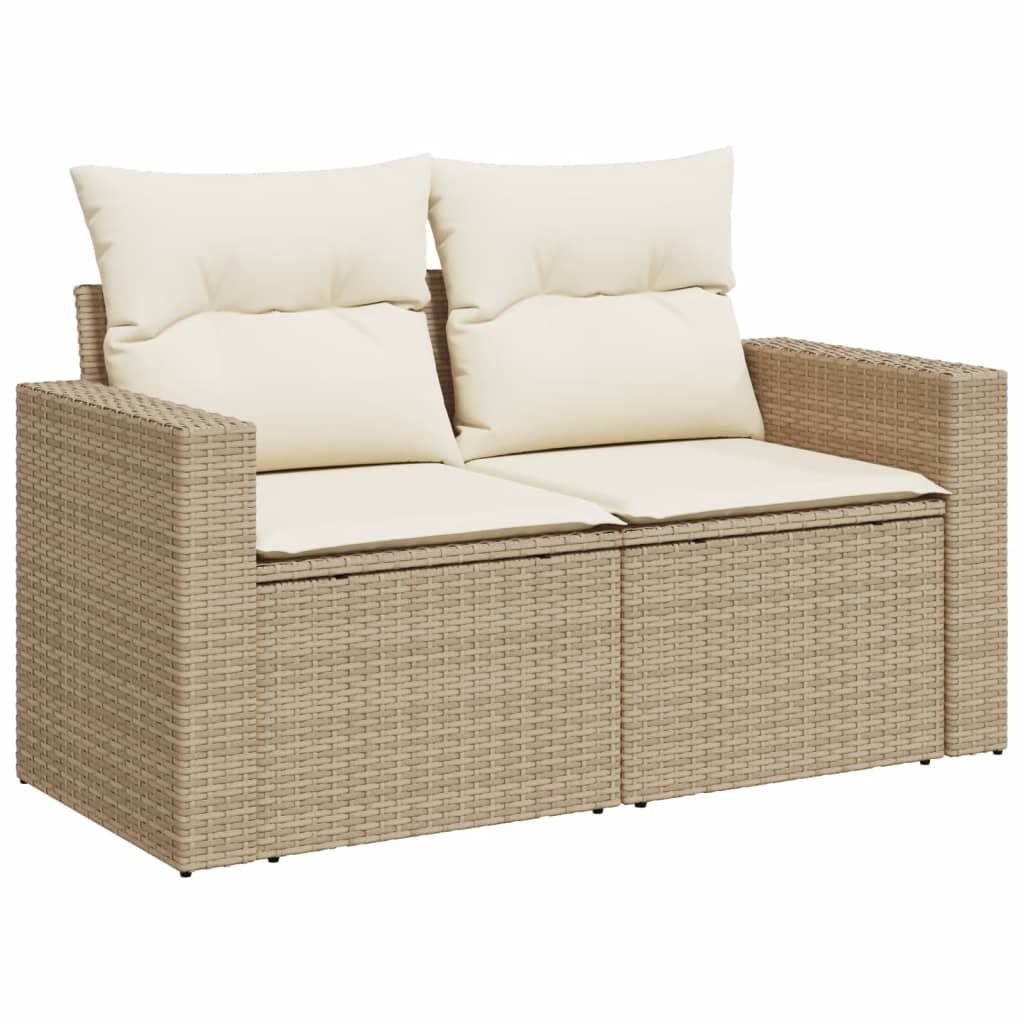 Salon de jardin avec coussins 6 pcs beige résine tressée