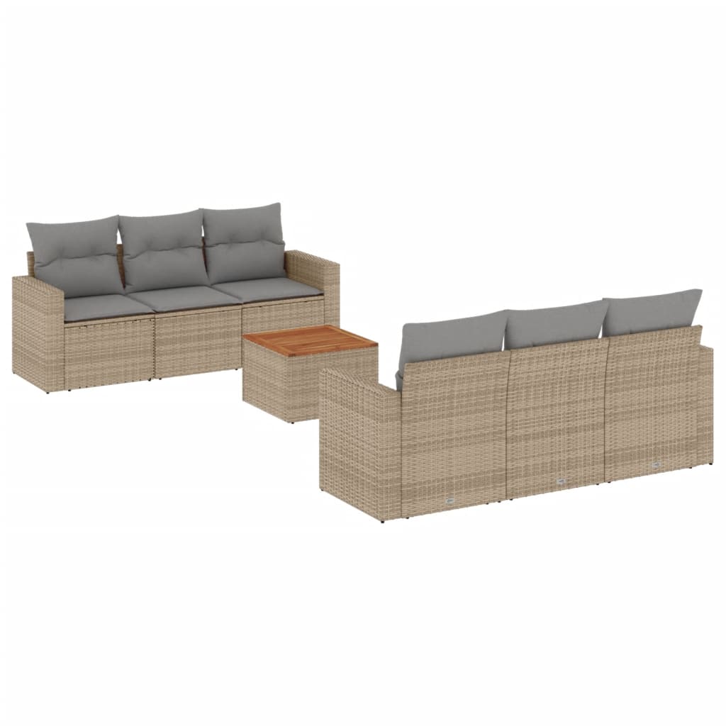 Salon de jardin avec coussins 7pcs mélange beige résine tressée