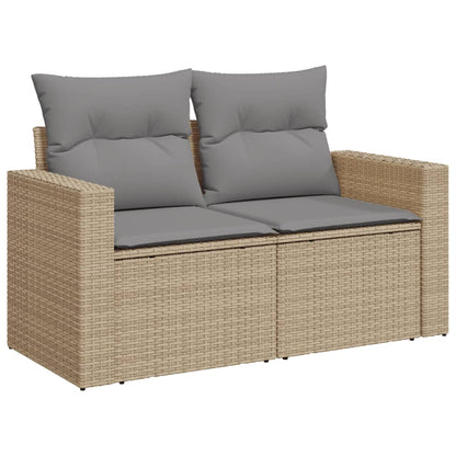 Salon de jardin avec coussins 8pcs mélange beige résine tressée