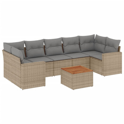 Salon de jardin avec coussins 8pcs mélange beige résine tressée