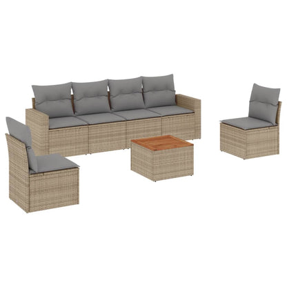 Salon de jardin avec coussins 7pcs mélange beige résine tressée