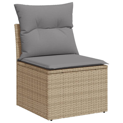 Salon de jardin avec coussins 7pcs mélange beige résine tressée