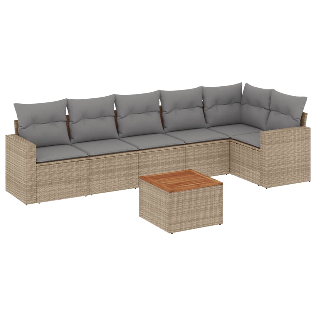 Salon de jardin avec coussins 7pcs mélange beige résine tressée