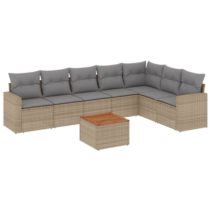 Salon de jardin avec coussins 8pcs mélange beige résine tressée