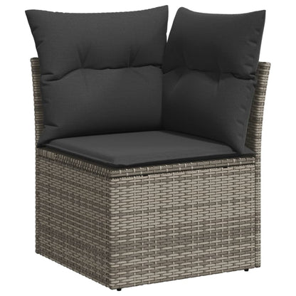 Salon de jardin avec coussins 12 pcs gris résine tressée