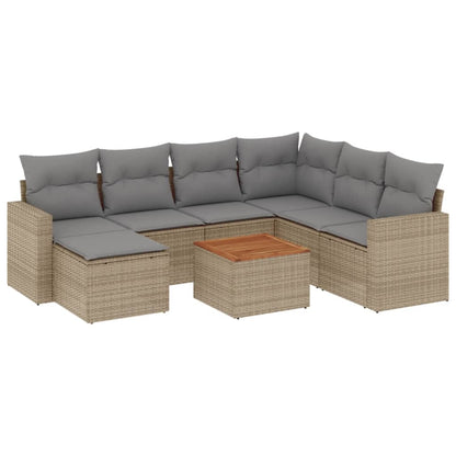 Salon de jardin avec coussins 8pcs mélange beige résine tressée