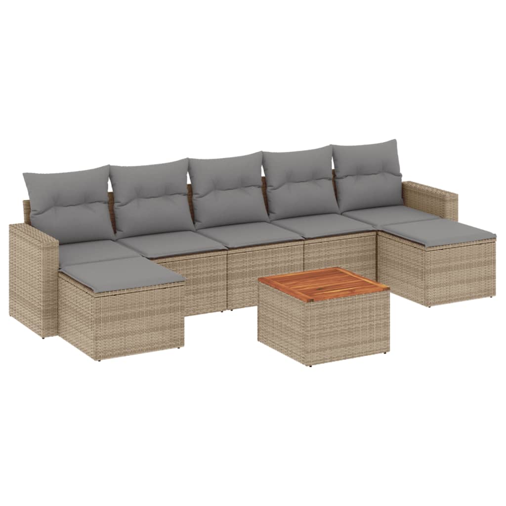 Salon de jardin avec coussins 8pcs mélange beige résine tressée