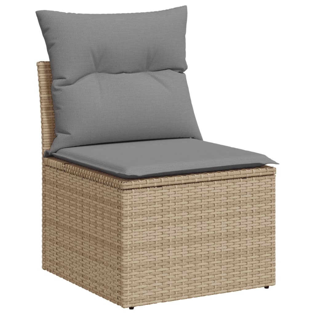 Salon de jardin avec coussins 8pcs mélange beige résine tressée