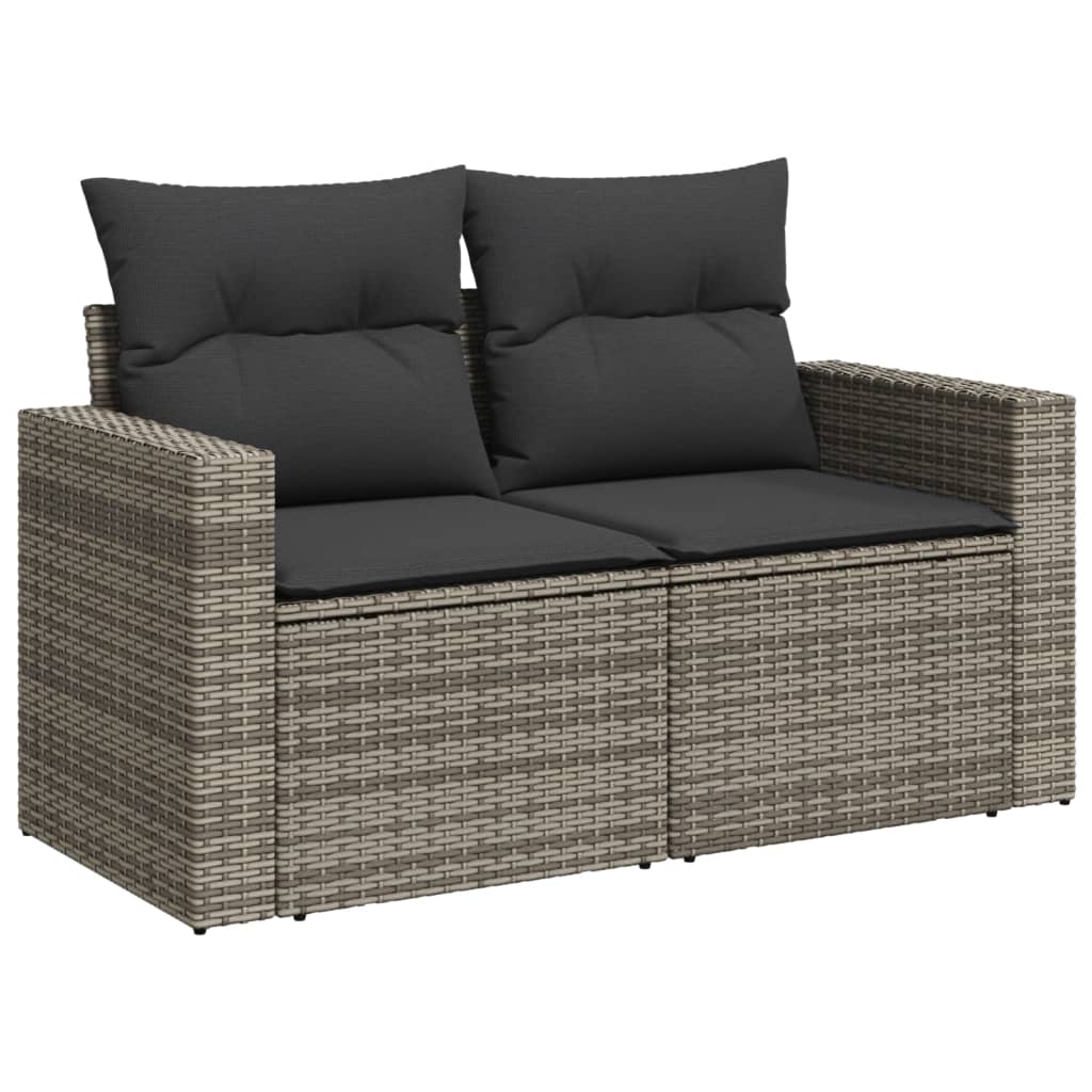 Salon de jardin avec coussins 13 pcs gris résine tressée