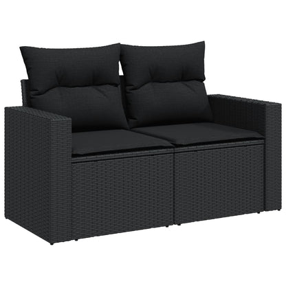 Salon de jardin avec coussins 13 pcs noir résine tressée