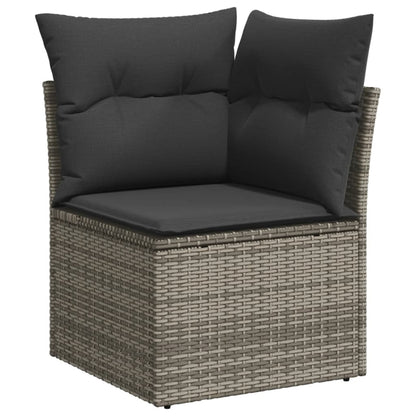 Salon de jardin avec coussins 14 pcs gris résine tressée