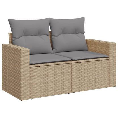 Salon de jardin et coussins 14 pcs mélange beige résine tressée