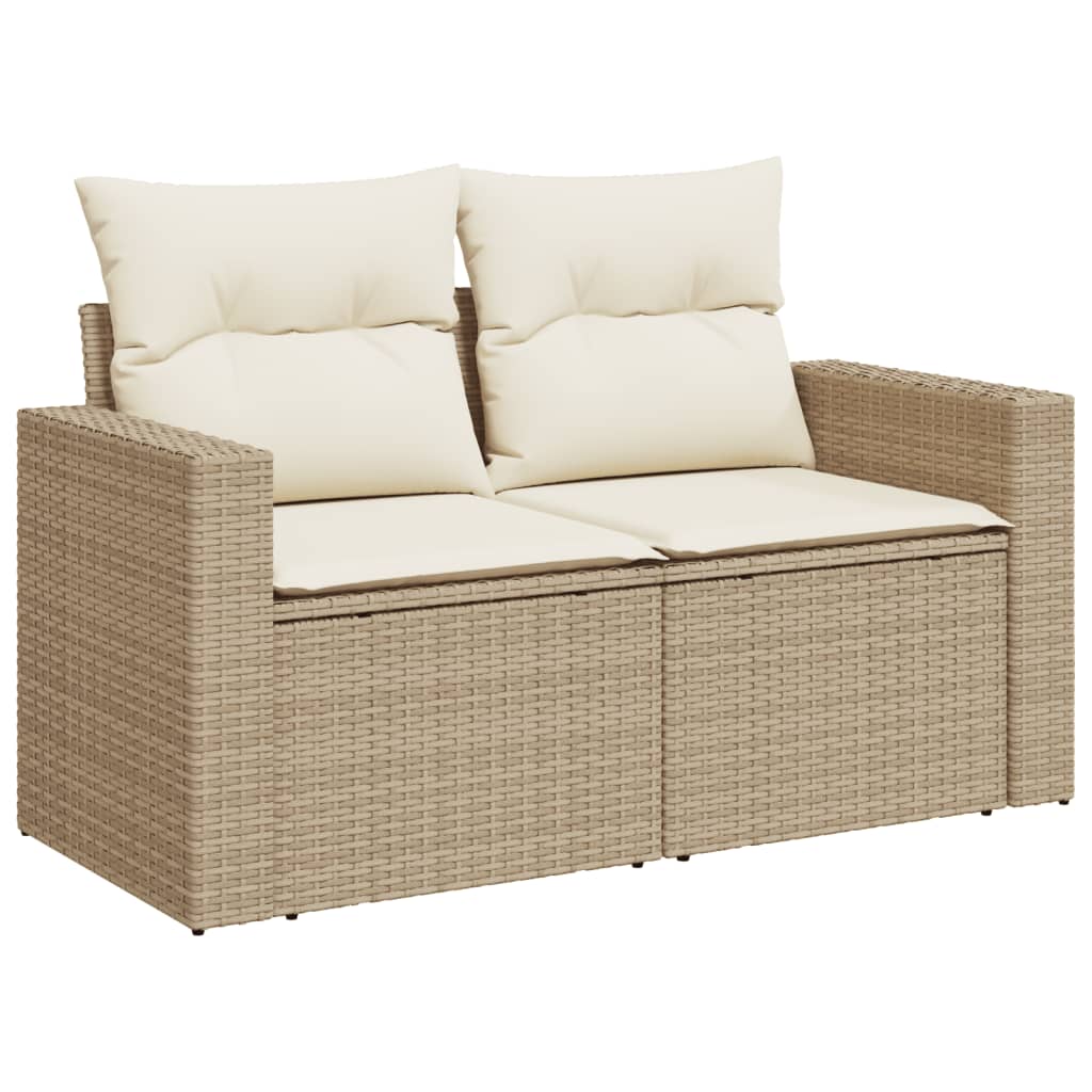 Salon de jardin avec coussins 12 pcs beige résine tressée