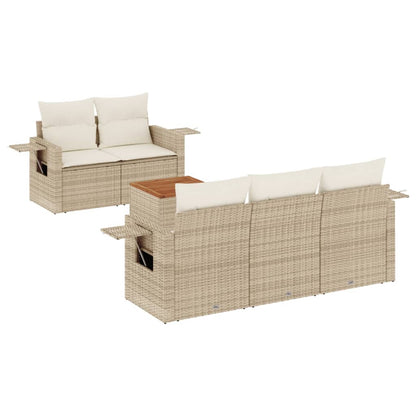 Salon de jardin avec coussins 6 pcs beige résine tressée