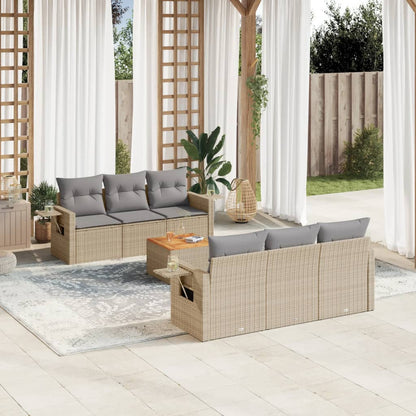 Salon de jardin avec coussins 7pcs mélange beige résine tressée