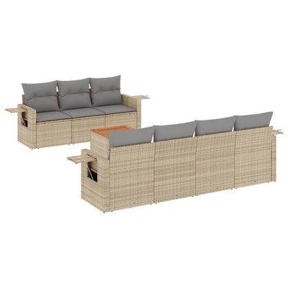 Salon de jardin avec coussins 8pcs mélange beige résine tressée