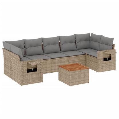 Salon de jardin avec coussins 8pcs mélange beige résine tressée