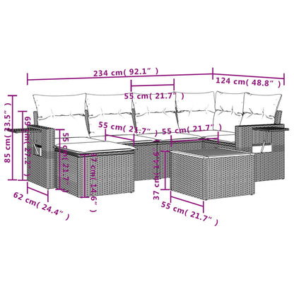 Salon de jardin avec coussins 7pcs mélange beige résine tressée