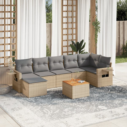 Salon de jardin avec coussins 8pcs mélange beige résine tressée