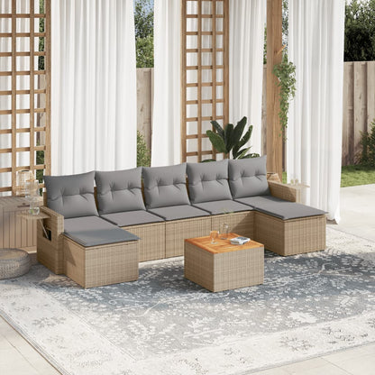 Salon de jardin avec coussins 8pcs mélange beige résine tressée