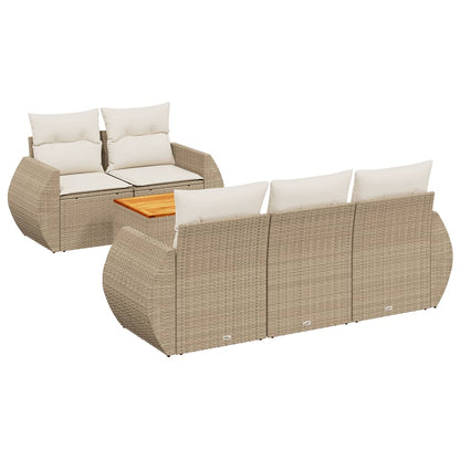 Salon de jardin avec coussins 6 pcs beige résine tressée