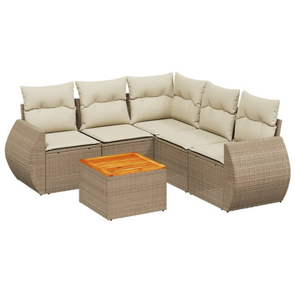 Salon de jardin avec coussins 6 pcs beige résine tressée